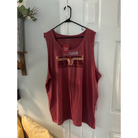 Kimes Ranch Jeans Tank Top Mens XXL Sleeveless Graphic Burgundy Casual - Picture 1 of 3